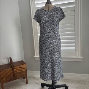 Elegant Navyand White Floral Dress